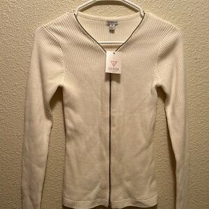 Zip up‎ long sleeve cream sweater